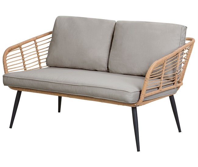 Beliani Conjunto de jardín Ratán sintético CORINTH II Gris Claro