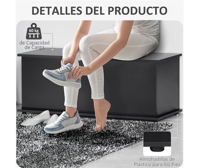 Baúl de Almacenaje Melamina de madera HOMCOM Negro