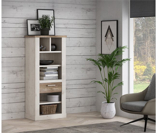 Librería VERONA color roble antiguo Blanco/ Madera