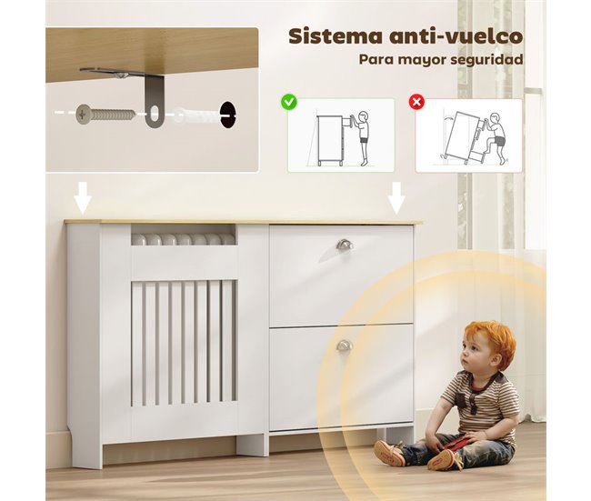 Cubre Radiadores Melamina de Madera, MDF HOMCOM Blanco