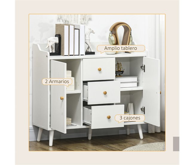 Aparador de Salón Melamina de Madera HOMCOM Blanco
