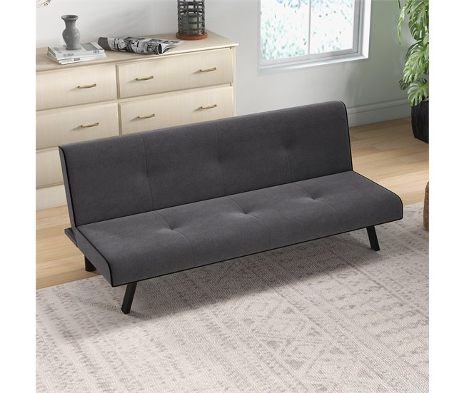 Sofá Cama esponja, eucalipto, MDF de grado E1 HOMCOM Gris
