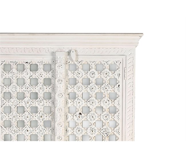 Armario 2 puertas de madera con detalles de cristal Blanco