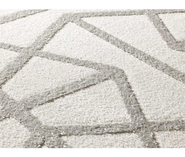 Alfombra geométrica con relieve FLORA - ATTICGO 80x150 Plateado