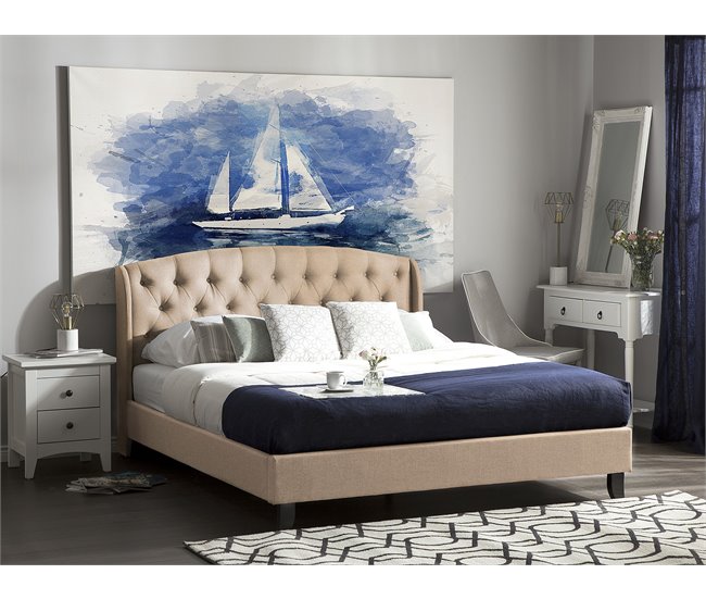 Beliani Cama con somier Poliéster BORDEAUX 147x217 Beige