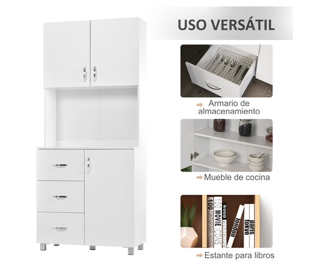 Alacena de Cocina Melamina de Madera HOMCOM, hogar - cocina Blanco