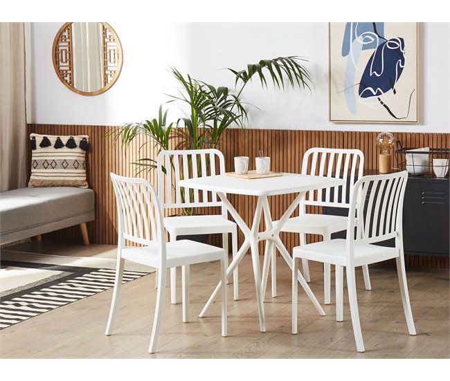 Beliani Conjunto de comedor SERSALE Blanco