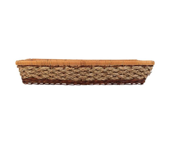 Bandeja rectangular de cuerda trenzada Marron