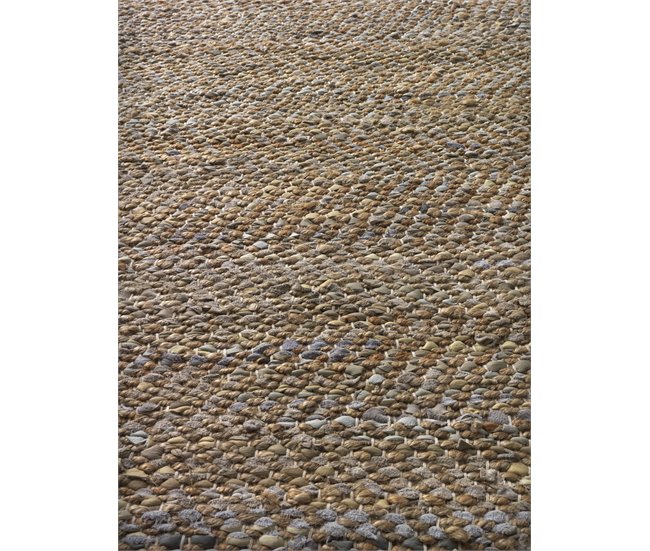 Alfombra de yute, algodón y cuero 120x60 Beige