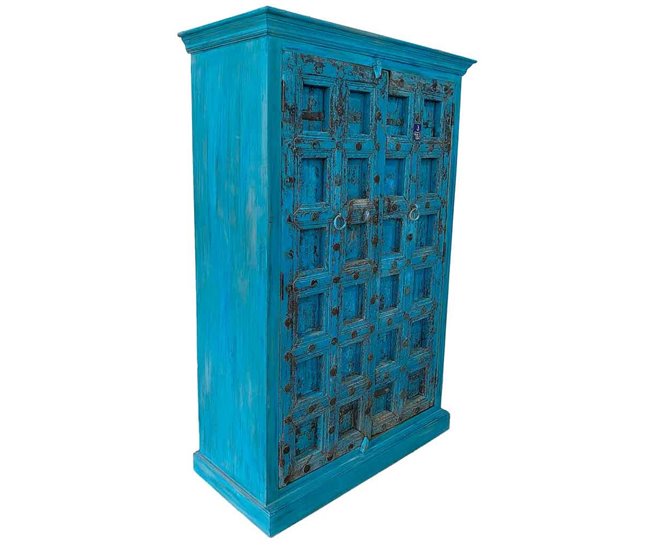 Armario de madera acabado artesanal Azul