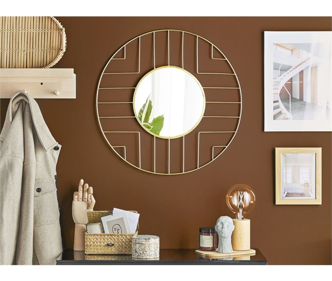 Beliani Espejo decorativo HESDIN Dorado