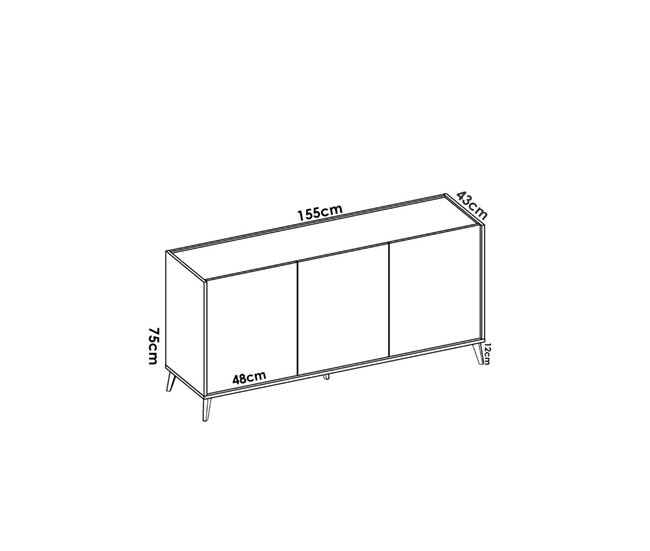 Aparador de  puertas Ness 155 Grafito