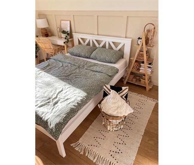 Beliani Cama con somier Madera de pino TANNAY 149x208 Blanco