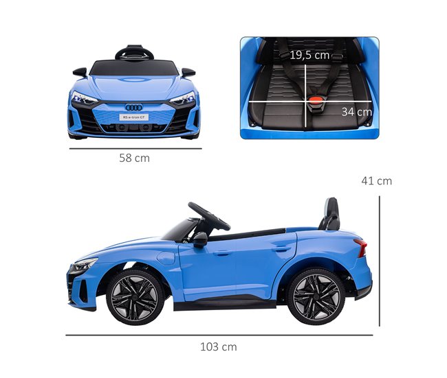 Coche Eléctrico Infantil PP, Metal HOMCOM Azul