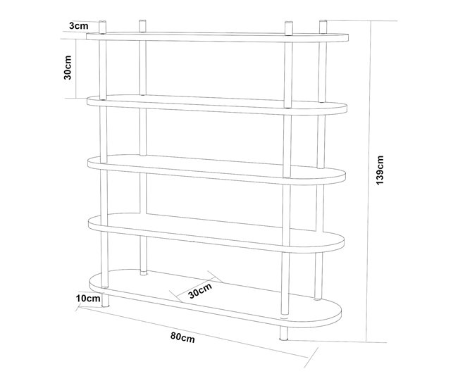 Librería Øvre con 5 estantes metal 80 Blanco