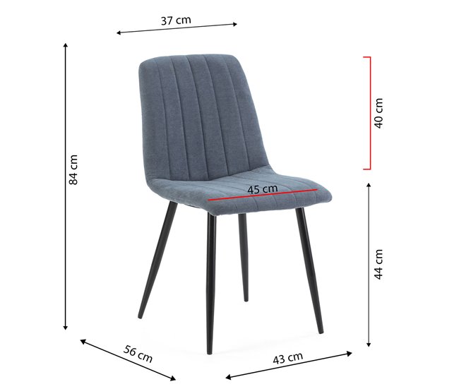 Pack 4 sillas comedor Sagi tapizadas Azul