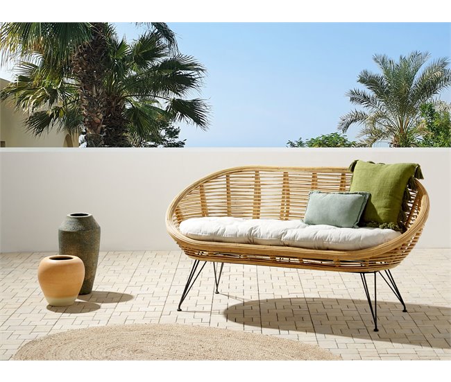Beliani Sofá de jardín Ratán MARATEA Beige