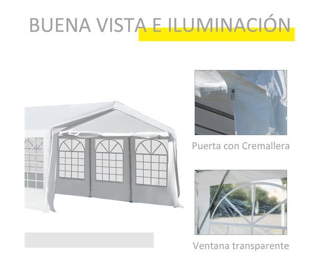 Carpa de Jardín Acero y PE Outsunny 800x400 Blanco