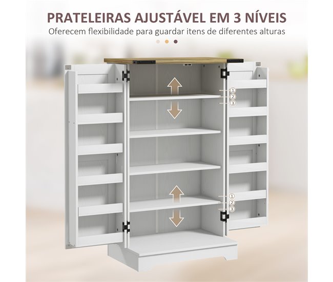 Armario Despensa Cocina Melamina de Madera, MDF HOMCOM Crudo