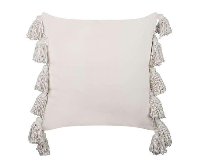 Beliani Cojín decorativo ROCHEA Blanco/ Negro