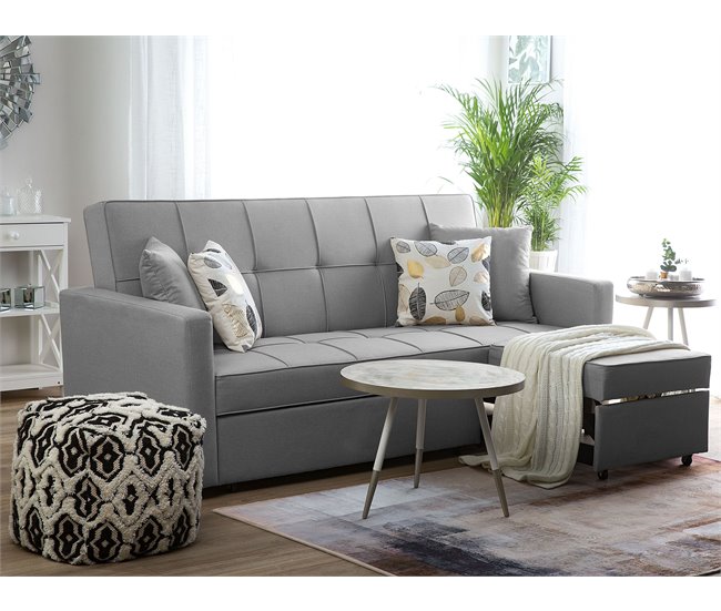 Beliani Sofá de 3 plazas Poliéster GLOMMA Gris Claro