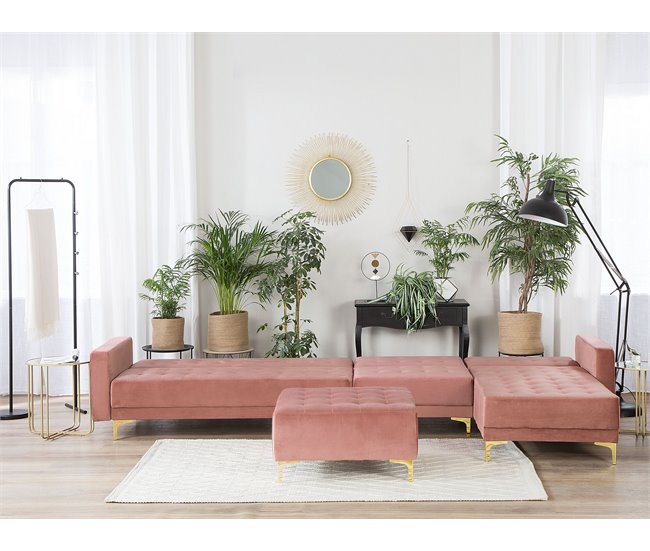 Beliani Sofá modular Terciopelo ABERDEEN Rosa