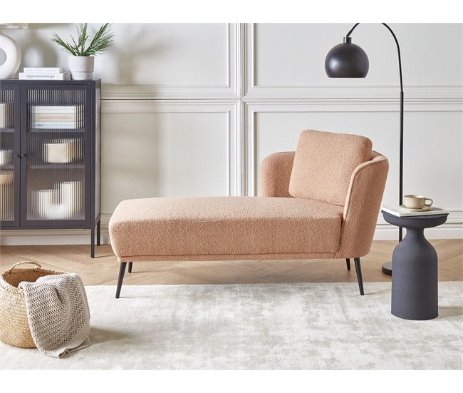 Beliani Chaise longue derecho Bouclé ARTHEZE Beige