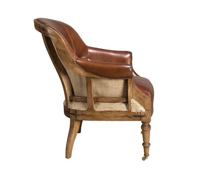 ANGEL CERDA Sillón piel marrón coñac Nogal