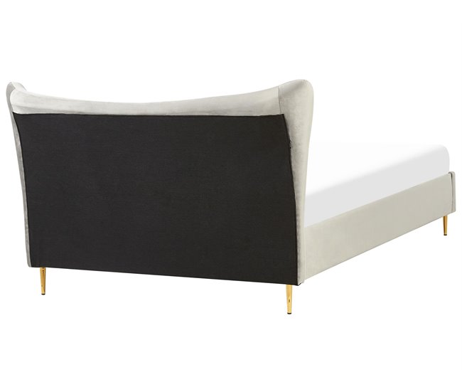 Beliani Cama con somier Terciopelo CHALEIX 168x212 Gris Claro