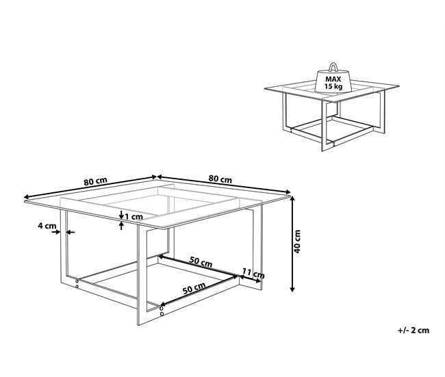 Beliani Mesa de centro CRYSTAL 80x80 Dorado