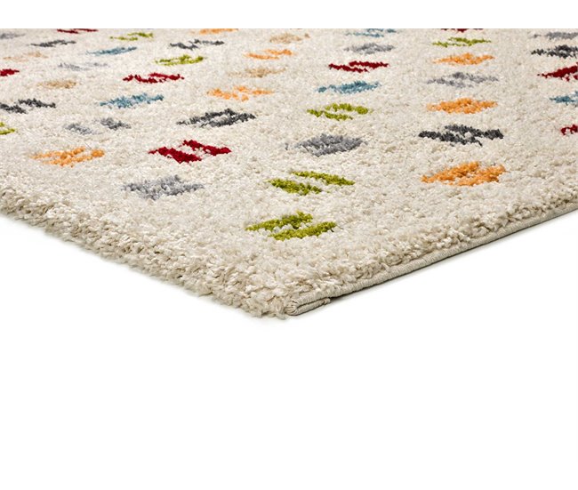 Alfombra shaggy geométrica BREMEN - ATTICGO 133x190 Blanco