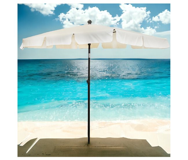 Acomoda Textil – Sombrilla Rectangular para Jardín y Playa. Crema