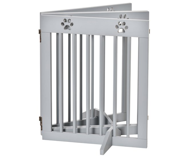 Barrera para Mascotas Madera de Pino PawHut Gris