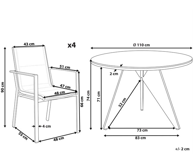 Beliani Conjunto de comedor OLMETTO/BUSETTO Negro