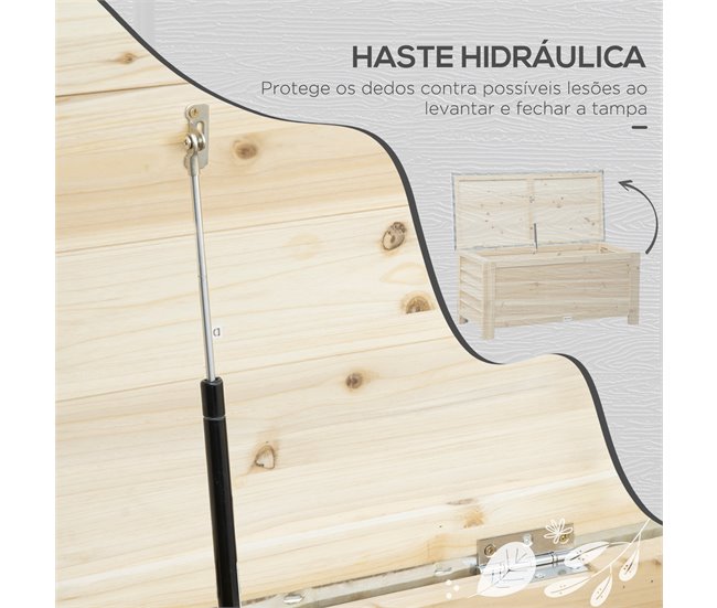 Baúl de Almacenaje Madera de Abeto, Metal Galvanizado Outsunny Marron