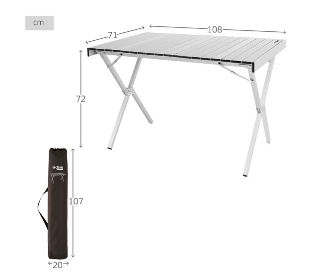 Aktive Mesa plegable camping aluminio antideslizante Gris