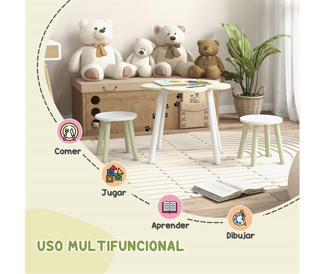 Mesa para Niños MDF, Madera de Pino ZONEKIZ 59x59 Amarillo