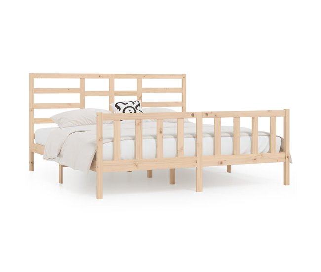 Estructura de cama de madera maciza 200x200 Blanco