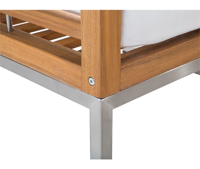 Beliani Conjunto de jardín Madera de acacia BERMUDA Blanco/ Beige