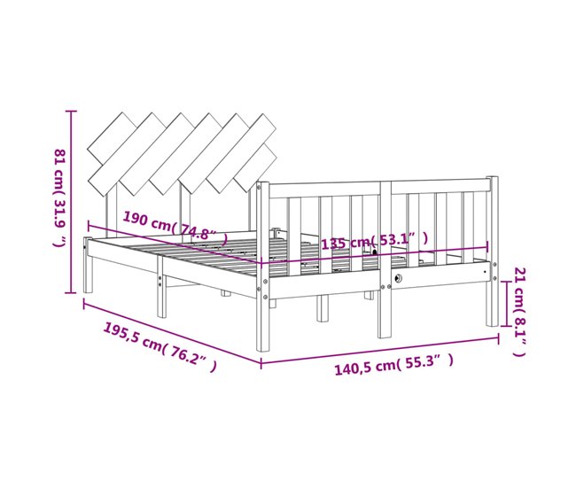 Estructura de cama 135x190 Blanco