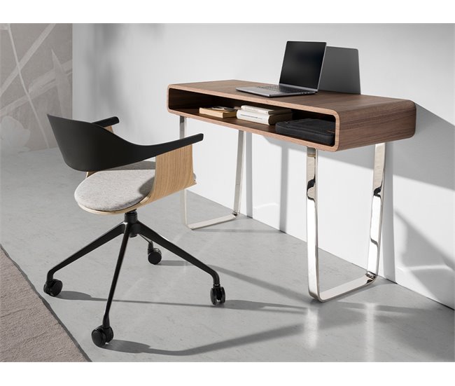 ANGEL CERDA Silla oficina giratoria tela gris claro y pvc negro Gris