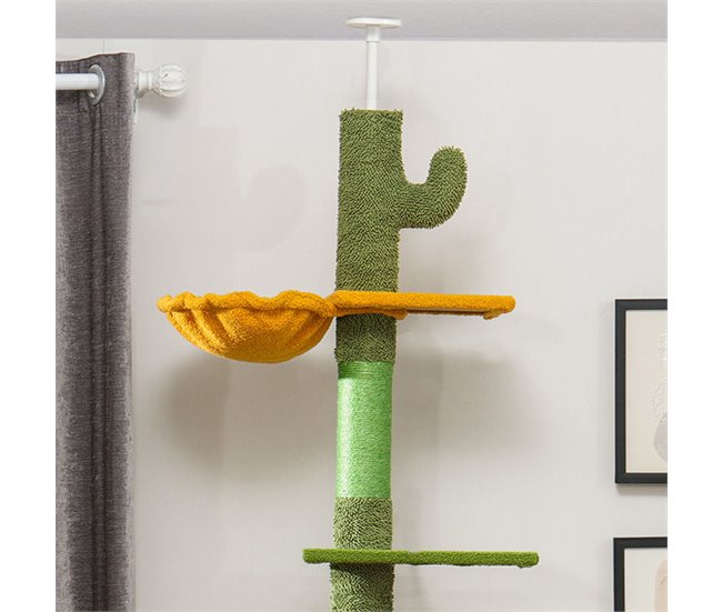 Árbol para Gatos Aglomerado de Madera, Poliéster PawHut Verde