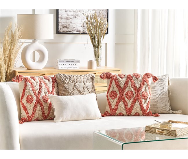 Beliani Cojín decorativo HICKORY Beige