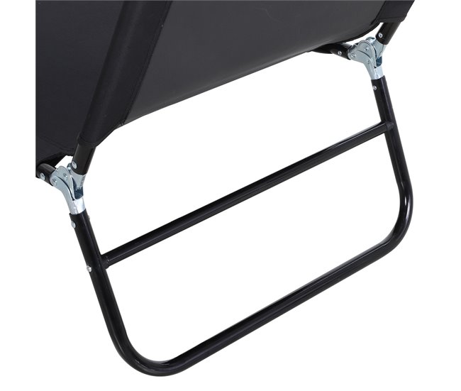 Tumbona Plegable Acero y Tela Oxford Outsunny Negro