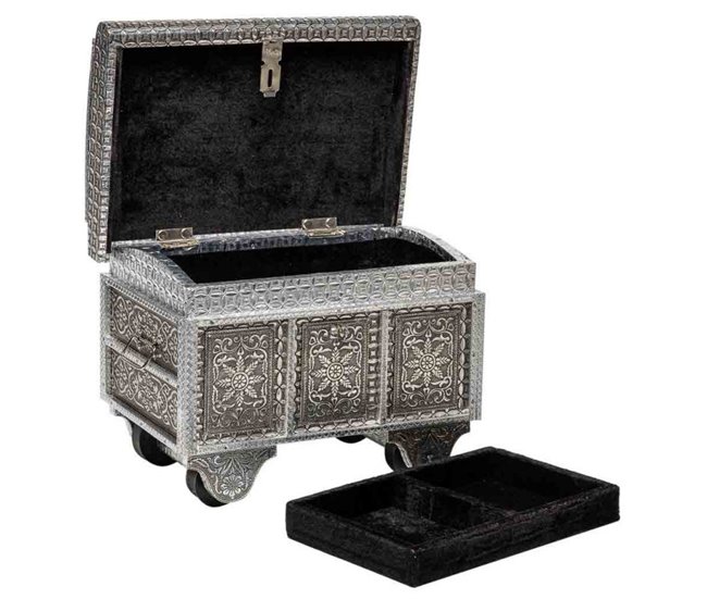 Joyero de metal repujado Plateado