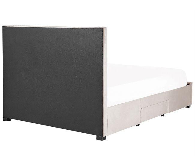 Beliani Cama con cajones Terciopelo LIEVIN 165x217 Azul Marino