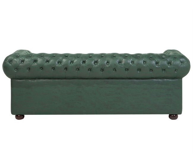 Beliani Sofá de 3 plazas Piel CHESTERFIELD Beige