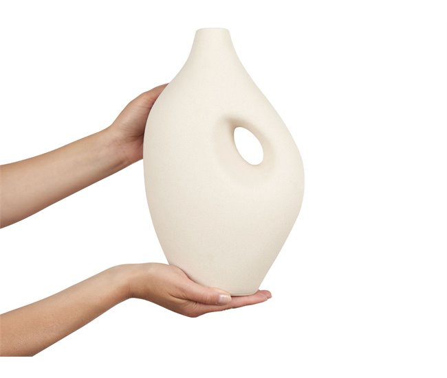 Beliani Jarrón para flores KOMOTINI Blanco/ Beige