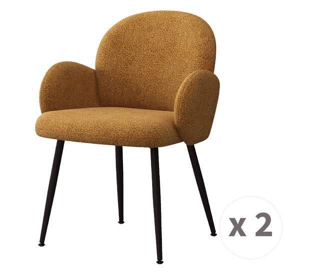 ALICE - Silla de tejido con patas de metal (x2) Amarillo
