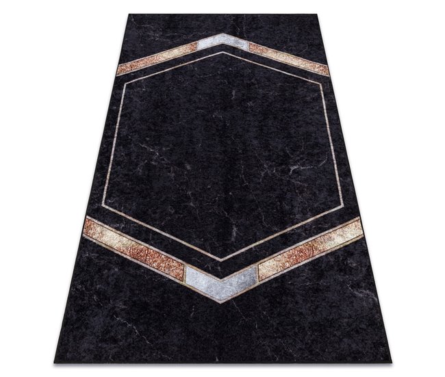 Alfombra lavable MIRO 52025.802 Mármol Geométrico 80x150 Negro